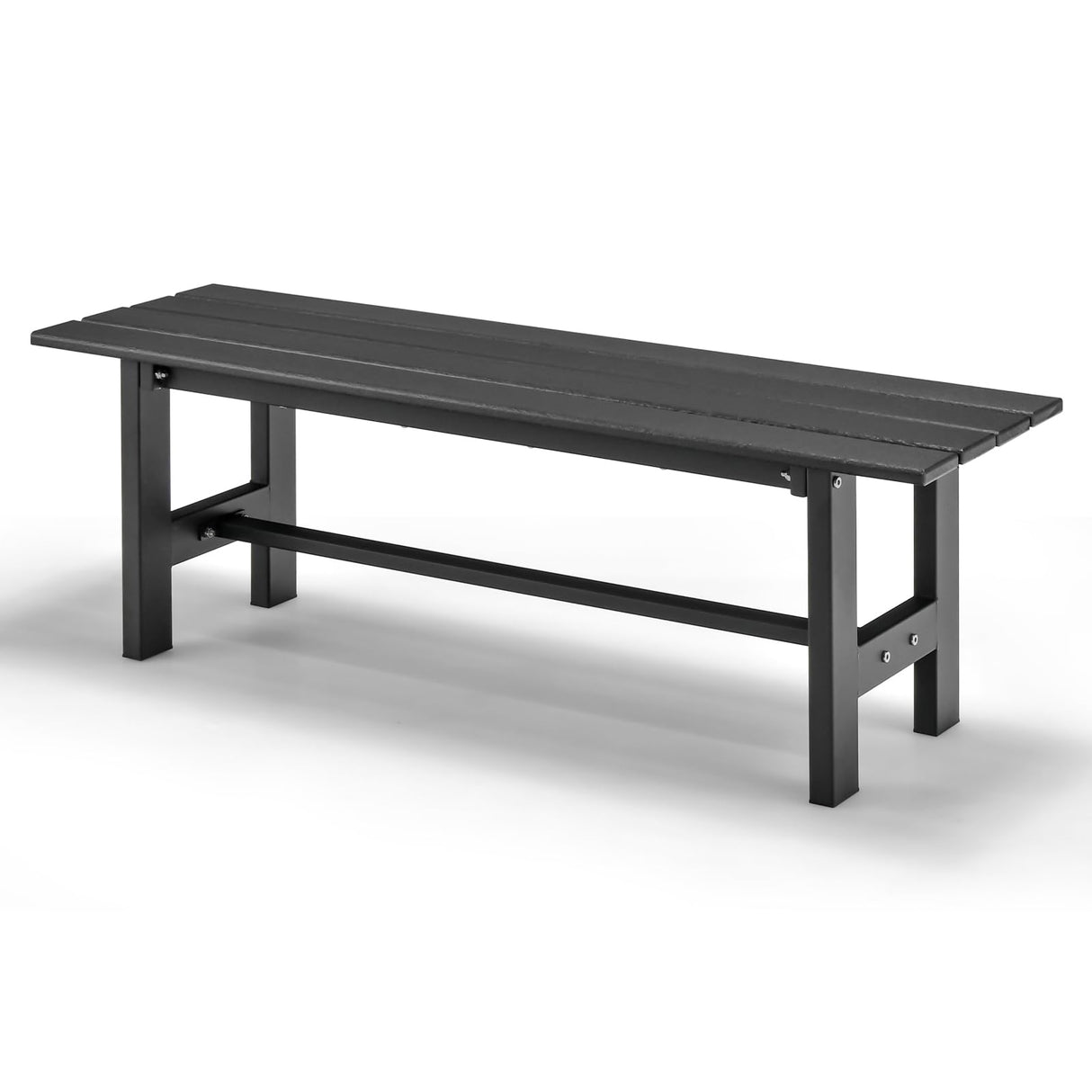Tangkula 47” Black Outdoor Garden Bench for 2 - Sturdy Patio Seating with HDPE Slatted Seat & Metal Frame Tangkula