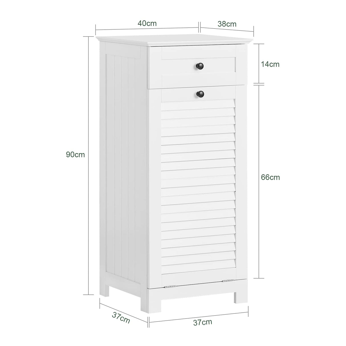 Haotian BZR73-W, Bathroom Laundry Cabinet Laundry Chest Bathroom Storage Cabinet with Shutter Door and Laundry Basket, White Haotian