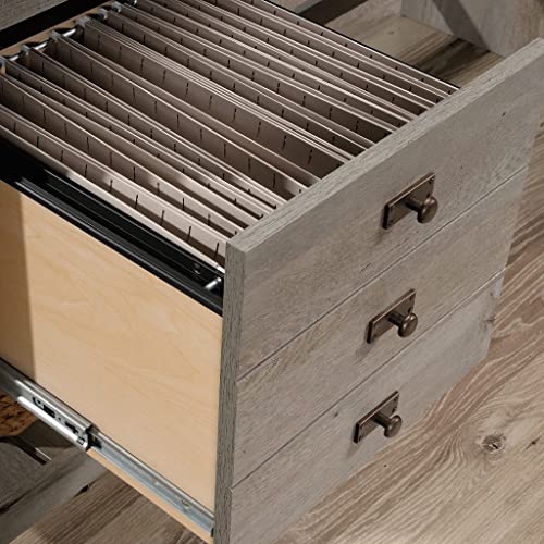 Sauder Cottage Road L-Desk, L: 65.12" x W: 58.66" x H: 29.76", Mystic Oak finish Sauder