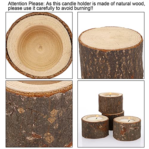 OwnMy Set of 24 Wooden Tea Light Candle Holders Votive Candle Holders, Rustic Wooden Pillar Candle Stands Vintage Wooden Tealight Holders Set Candle Centerpieces for Dining Table Wedding Party, 1.6" H OwnMy