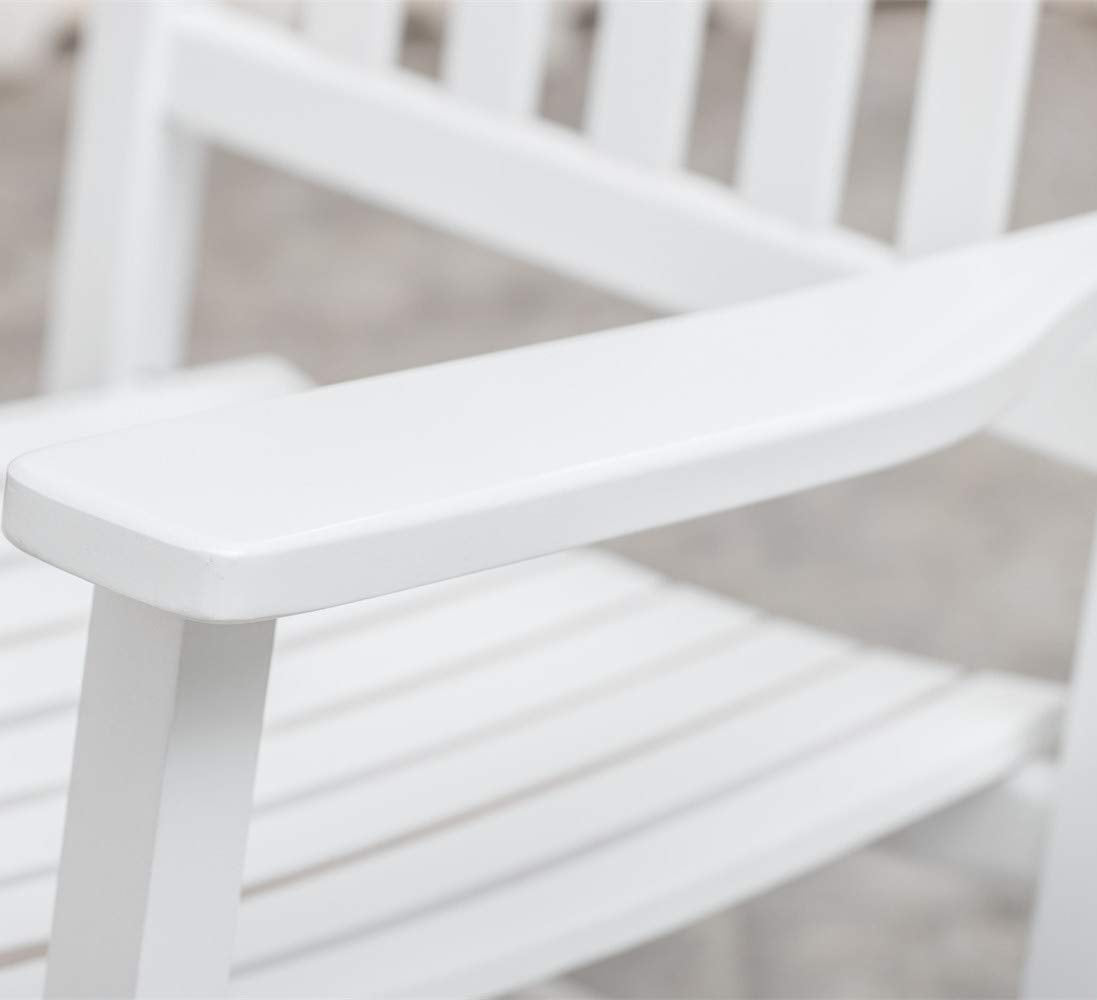 BplusZ KD-30W Wood Rocking Chair Porch Rocker Classic Outdoor White BplusZ