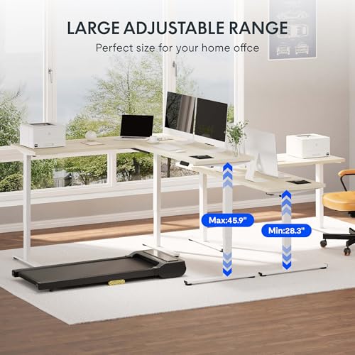 FLEXISPOT L Shaped Standing Desk, 71 x 63 Inch Electric Height Adjustable Corner Desk, Sit Stand Computer Workstation, Preset Controller, Home Office, White Frame with Maple Top FLEXISPOT