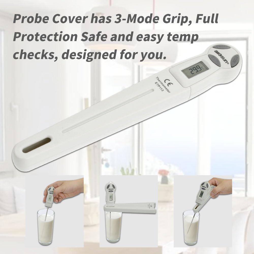 allsun Digital Meat Thermometer with Stainless Steel Probe, High Precision °C/°F Cooking Thermometer for Kitchen, Food & Home Use allsun