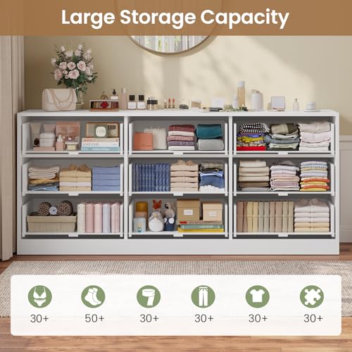 HAUOMS 9 Drawer Dresser for Bedroom, Large Black Chest of Drawers for Bedroom,Long Modern Dressers with Drawers for Living Room, Hallway HAUOMS