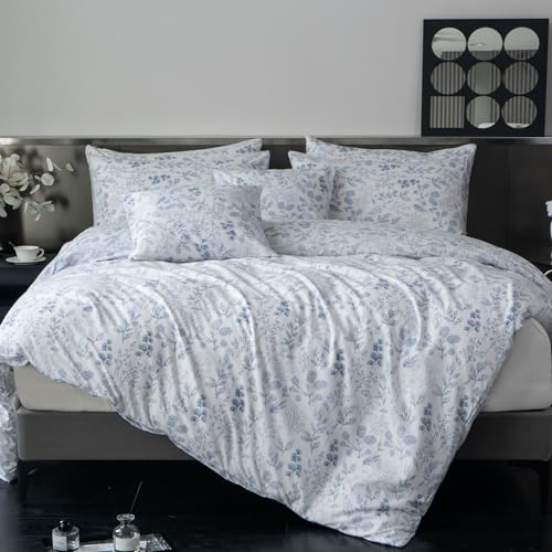 BUPIRD King Comforter Set Floral 3 Pieces Soft Cute Flower Bedding Comforter Sets Garden Style Blue Flower Print Botanical Comforter King for All Seasons 1 Comforter and 2 Pillowcases BUPIRD
