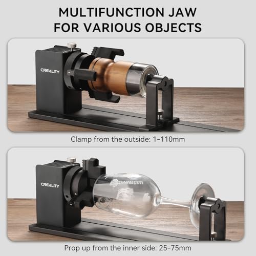 Creality Laser Rotary Roller Pro, 4-in-1 Y-axis Rotary Chuck for Creality Falcon Series Laser Engravers, Includes M6 Riser for Falcon A1, Multi-Function Rotary Kit with Goggles for Cylindrical Objects SainSmart