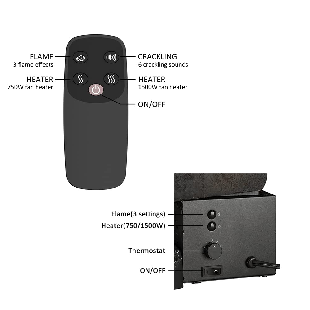 LegendFlame 25" W Free Standing Electric Fireplace Log Set (EF484), Fireplace Insert, Heater 750W/1500W, Crackling Sound, Remote Control… Legend Flame