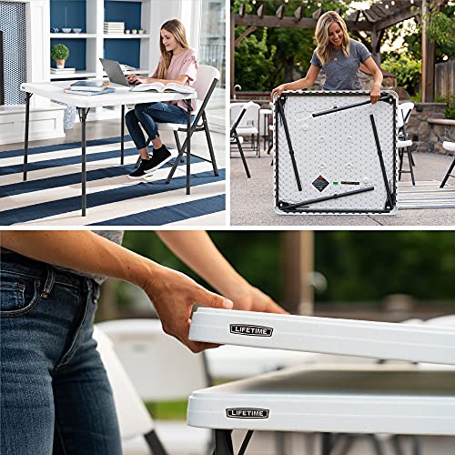 LIFETIME 80783 37-Inch Commercial Grade Square Folding Card Table, White Granite LIFETIME