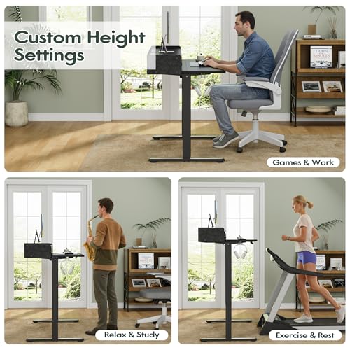Homall Electric Standing Desk with 2 Drawers, Adjustable Height Computer Desk with Monitor Shelf Sit Stand Table with Splice Board Quick Install for Home Office (Black, 48 Inch) Homall