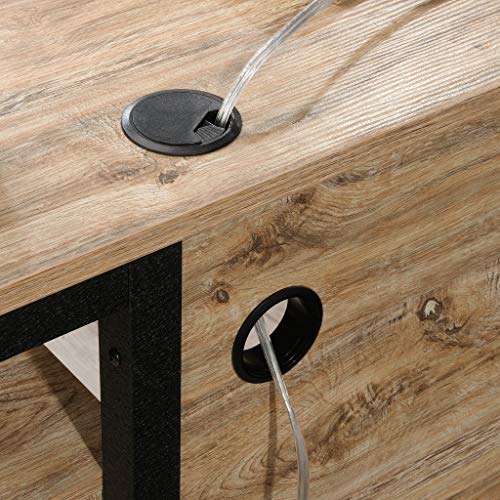 Sauder Steel River L-Shaped Desk, L: 59.84" x W: 57.32" x H: 29.53", Milled Mesquite Finish Sauder