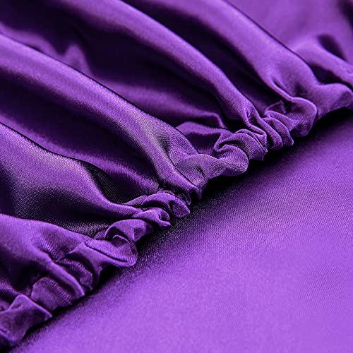 Homiest 4pcs Satin Sheets Set Luxury Silky Satin Bedding Set with Deep Pocket, 1 Fitted Sheet + 1 Flat Sheet + 2 Pillowcases (Full Size, Purple) Homiest