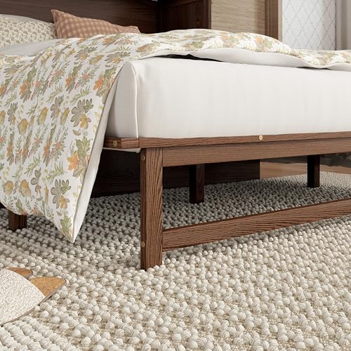 KEIKI Queen Size Cabinet Murphy Bed with Charging Station, Drawer, Removable Shelves, Multiple Storage Foldable Hideaway Wall Murphy Bed Frame, No Box Spring Needed, Easy Assembly, for Bedroom, Walnut KEIKI