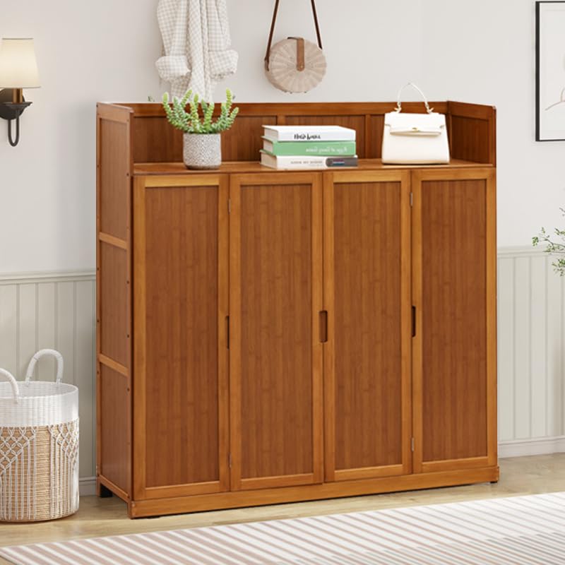 WMIASIN Bamboo Shoe Storage Cabinet with Doors, Shoe Cabinet for Entryway, 6 Tier Freestanding Shoes Heels Sneakers Shoe Rack Shelf, 36-40 Pairs Entryway Shoe Cabinet with Drawers for Hallway, Brown WMIASIN