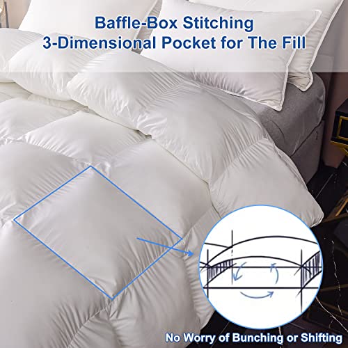 MH MYLUNE HOME Down Alternative Comforter Queen Size, Winter Warm Duvet Insert Fluffy Bed Comforter Insert White Baffle Box Stitched with Corner Tabs, Queen MH MYLUNE HOME