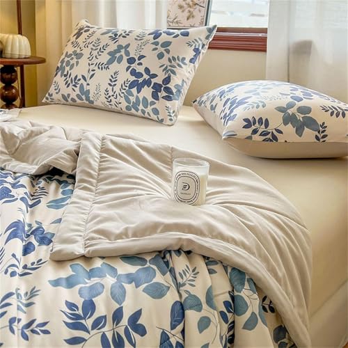 Cooling Blankets For Hot Sleeper, Summer Ice Cool Throw Blanket For Night Sweats, Blue Pattern Reversible Summer Quilted Coverless Duvet Breathable Lightweight Quilt For All Season(200*230cm) DJCFWAF