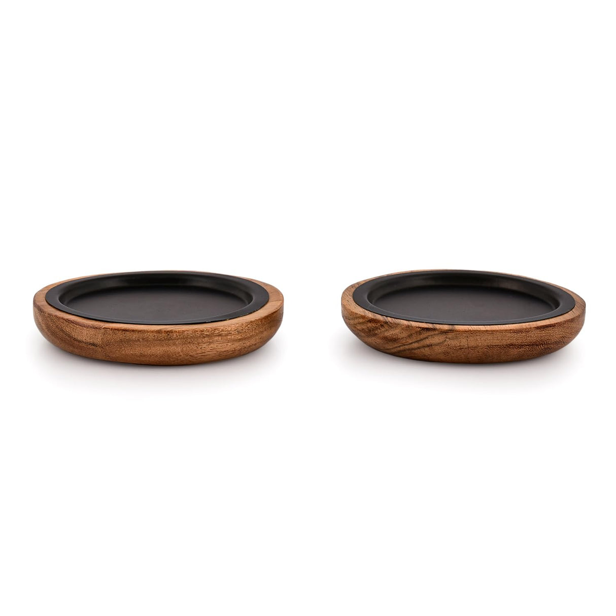 EDHAS Candlestick Holders Acacia Wood Set of 2 Wooden Candle Holder Plate Base for Living Room Coffee Table Centerpiece for Kitchen (4" X 4" X 0.75") EDHAS