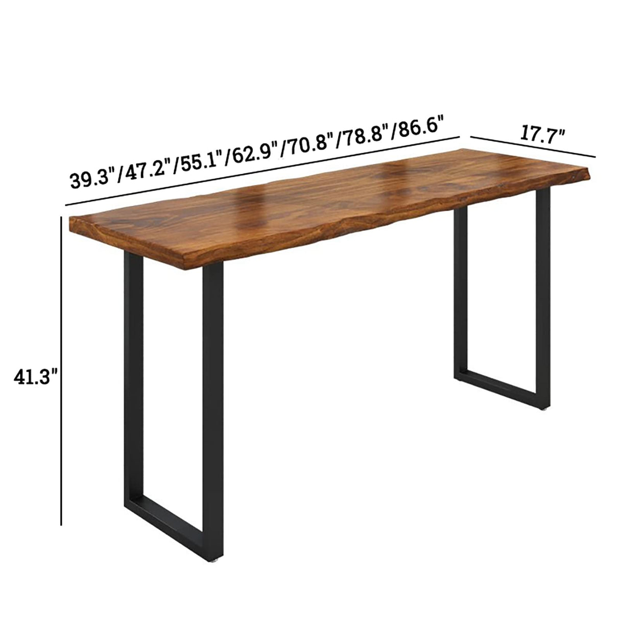 Lebolna Industrial Bar Table,Solid Wood Bar Height Table Creative Live Edge Dining Table,Long Bar Table Rustic Tall Counter Height Table,Rectangular Narrow Bar Table,No Stool(63", Brown) Lebolna
