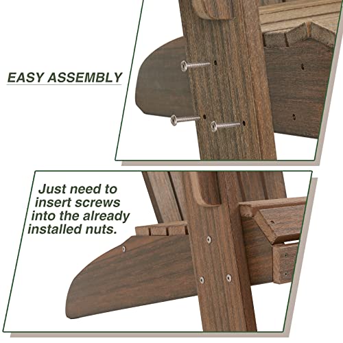 ACUEL Adirondack Chair Outdoor, Oversized Patio Chair Poly Lumber, Weather Resistant & Heavy Duty, Fire Pits Chair for Porch, Poolside, Lawn, Backyard and Garden, 350lbs Capacity (Light Brown) ACUEL