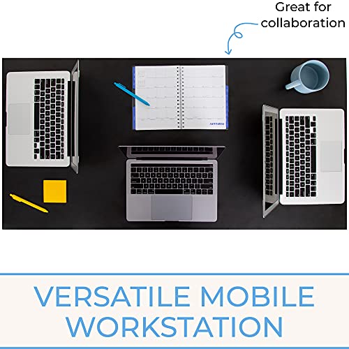 Stand Steady Joy Mobile Workstation | Standing Height Table on Wheels for Home, Office & School | Portable Standing Desk with Locking Wheels | Mobile Training Table & Collaboration Desk(Black/47x24in) Stand Steady