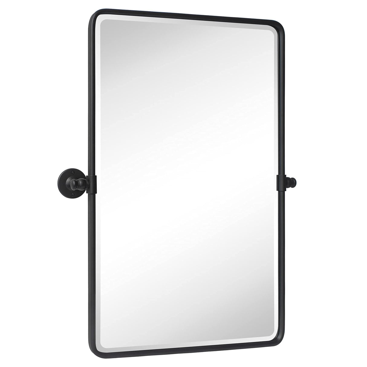 Farmhouse Pivot Rectangle Bathroom Mirror Black Metal Framed Tilting Beveled Vanity Mirrors for Wall 20x30'' TEHOME