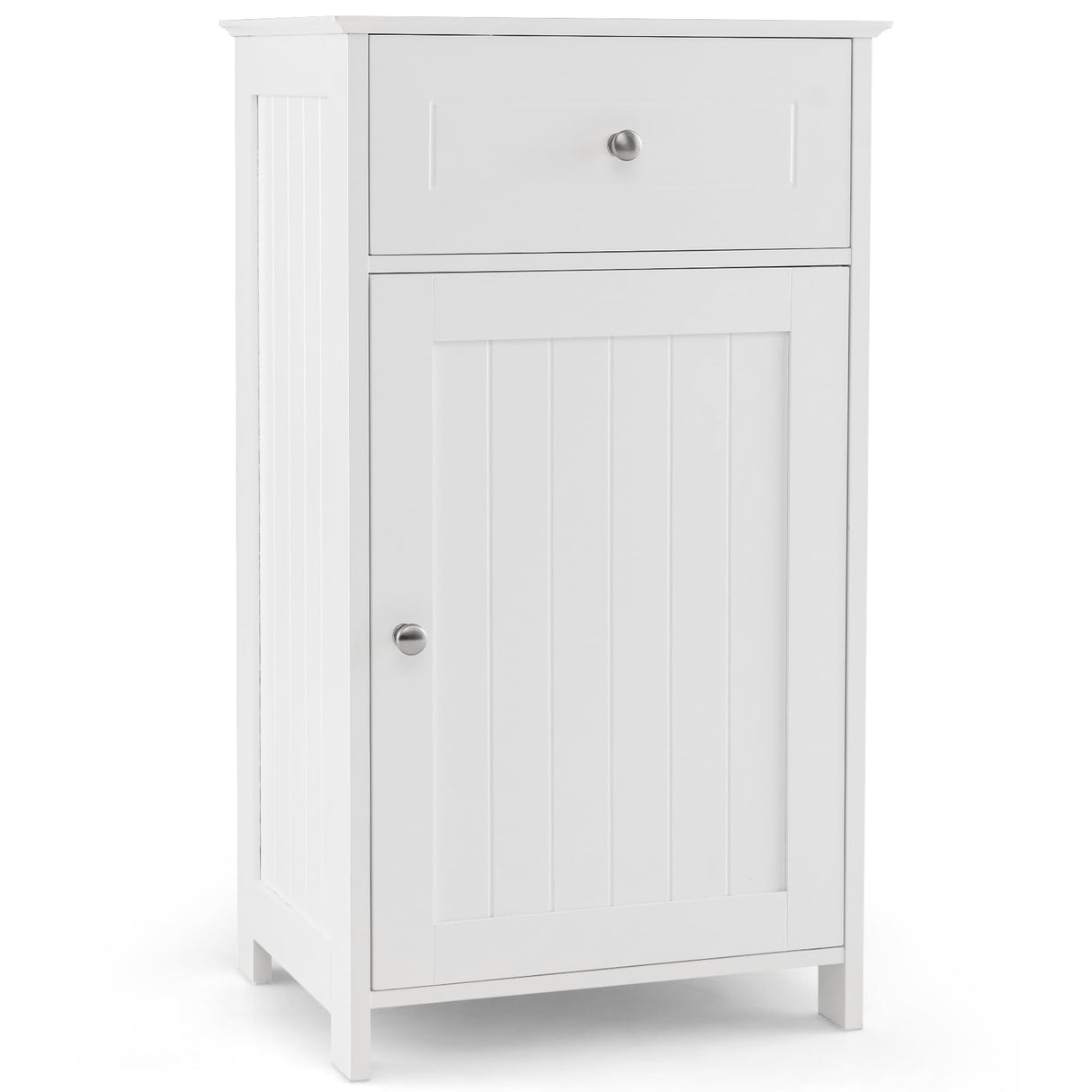 Giantex White Freestanding Storage Cabinet with Drawer and Adjustable Shelf for Bathroom and Living Spaces Giantex