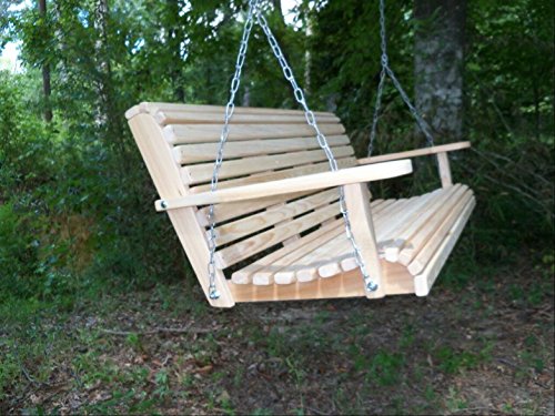 5 Ft ROLL BACK PORCH SWING made from Rot-resistant Select Louisiana Cypress Eternal Wood Made in the USA - Green Furniture - GO GREEN Ecommersify Inc
