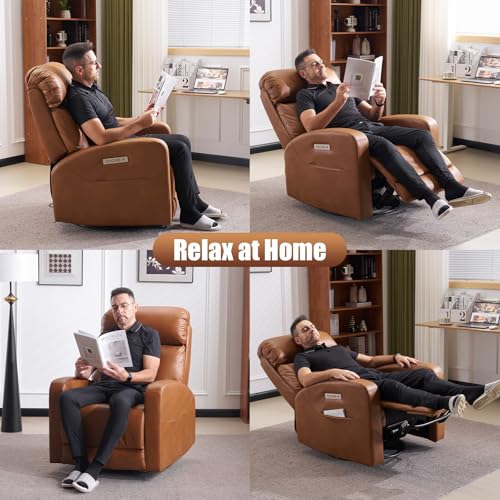 Lynkron Breathable Air Leather Power Swivel Rocker Recliner, 2-Zone Electric Adjustment (Headrest Independent, Back & Footrest Linked), 270° Swivel, 8-Mode Massage & Heat, USB/Type-C, Side Pocket