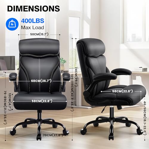 AreShark Office Chair - Executive High Back Breathable Comfy Desk Chair with Lumbar Support - Ergonomic Leather Rolling Swivel Computer Chair with Rock Function for Working Studying Gaming Relaxing AreShark