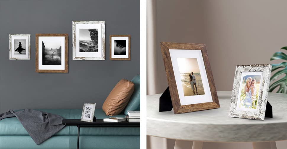 kennethan Rustic Brown 11x14 Picture Frame - Made to Display Pictures 8x10 with Mat or 11x14 Without Mat - Wide Molding - Wall Mounting Material Included kennethan