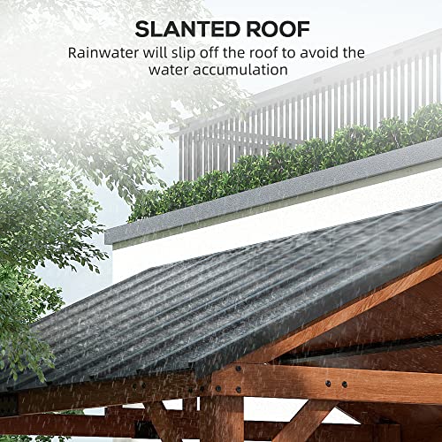 Outsunny 11' x 12' Hardtop Gazebo with Wooden Frame and Waterproof Asphalt Roof, Permanent Pavilion Gazebo Canopy, for Garden, Patio, Backyard, Deck, Porch, Brown Outsunny