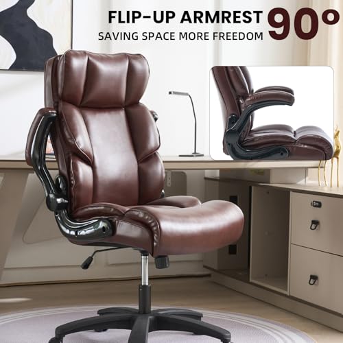 Ergonomic Office Chair Big and Tall Wide Seat Executive Chair 90-120ยฐHigh-Back Reclining Gaming Chair Lumbar Support Leather Computer Chair Thickened Armrest Desk Chair for Home Office VOONMIU