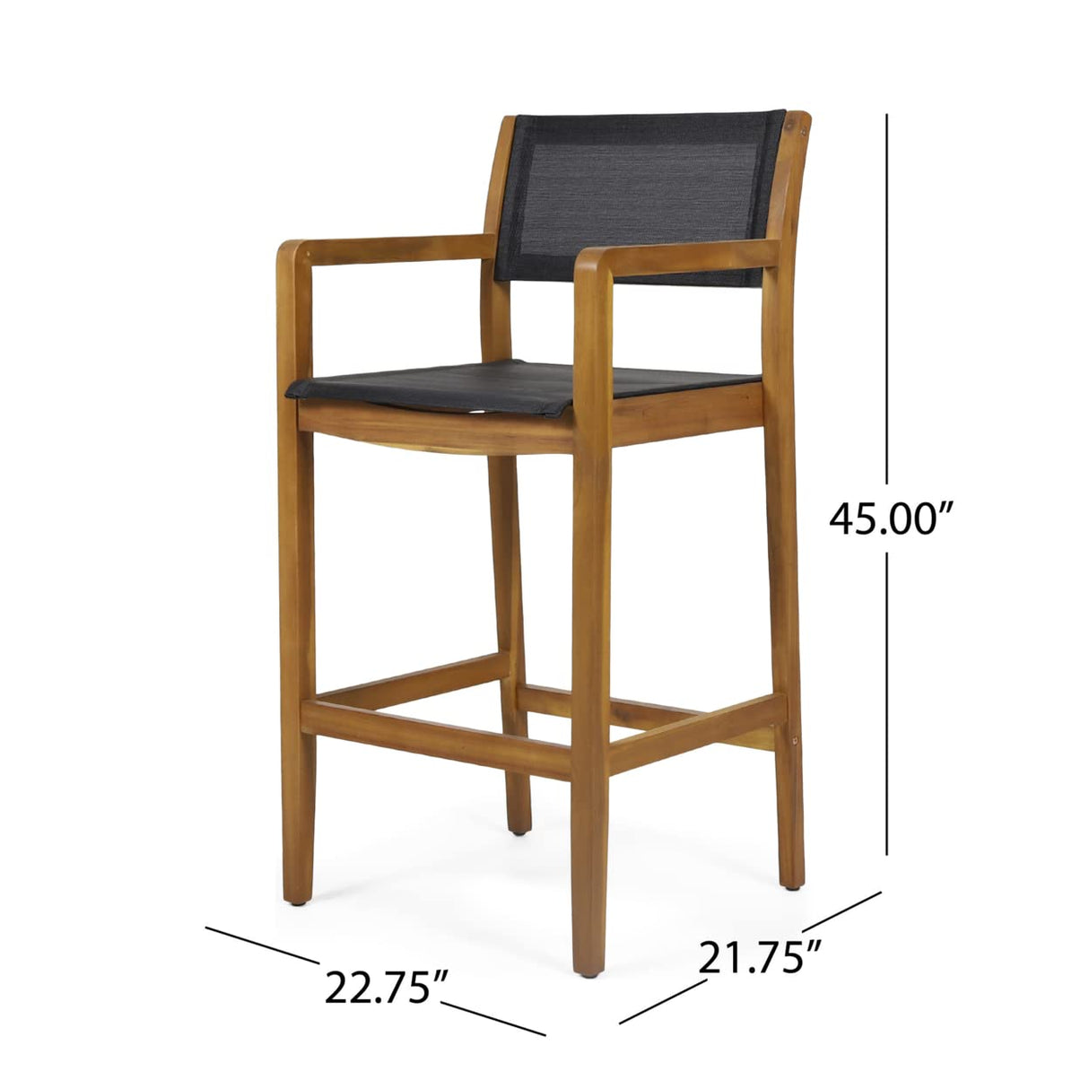 Christopher Knight Home Calista Acacia Wood Barstools with Outdoor Mesh (Set of 2), Teak and Black Christopher Knight Home