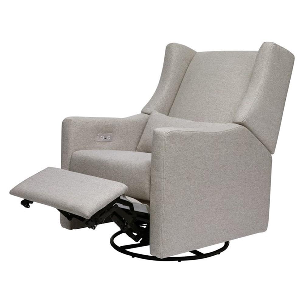 Babyletto Kiwi Electronic Power Recliner and Swivel Glider with USB Port in Performance Grey Eco-Weave, Water Repellent & Stain Resistant, Greenguard Gold and CertiPUR-US Certified babyletto