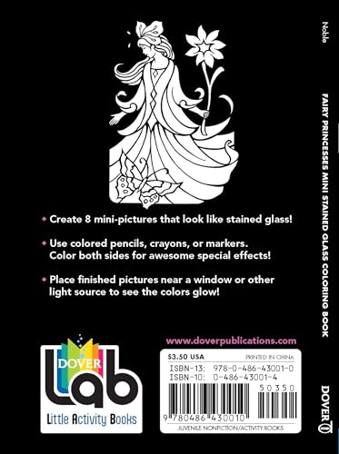Fairy Princesses Mini Stained Glass Coloring Book (Dover Little Activity Books: Fantasy) Dover Publications