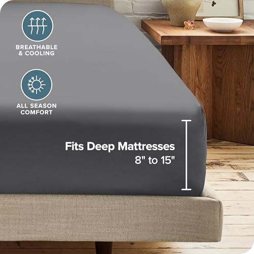 Bare Home 2-Pack Fitted Bottom Sheets Twin XL - Premium 1800 Ultra-Soft Wrinkle Resistant Microfiber - Deep Pocket (Twin XL, Grey) Bare Home