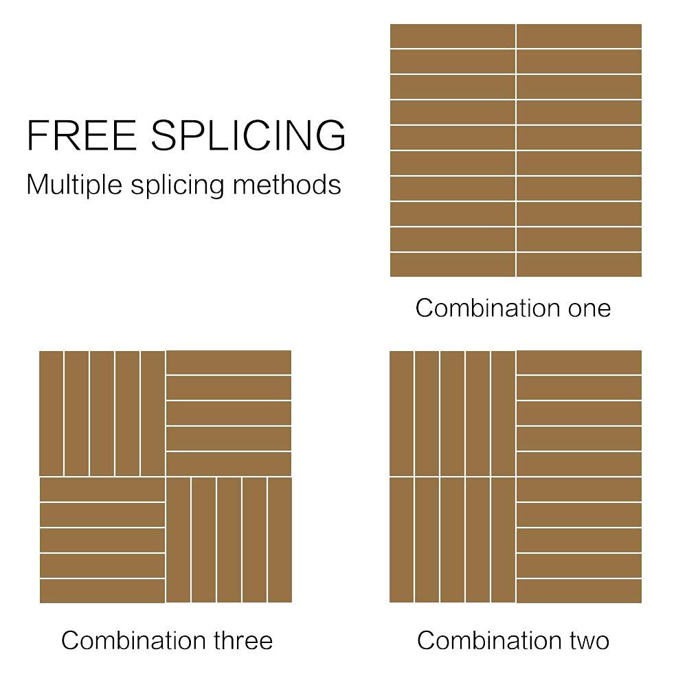 Topeakmart 27 Pack 12 x 12in Brown Patio Deck Tiles Interlocking Deck Tiles Interlocking Wooden Tiles Indoor&Outdoor Patio Garden Deck Tiles Poolside Topeakmart