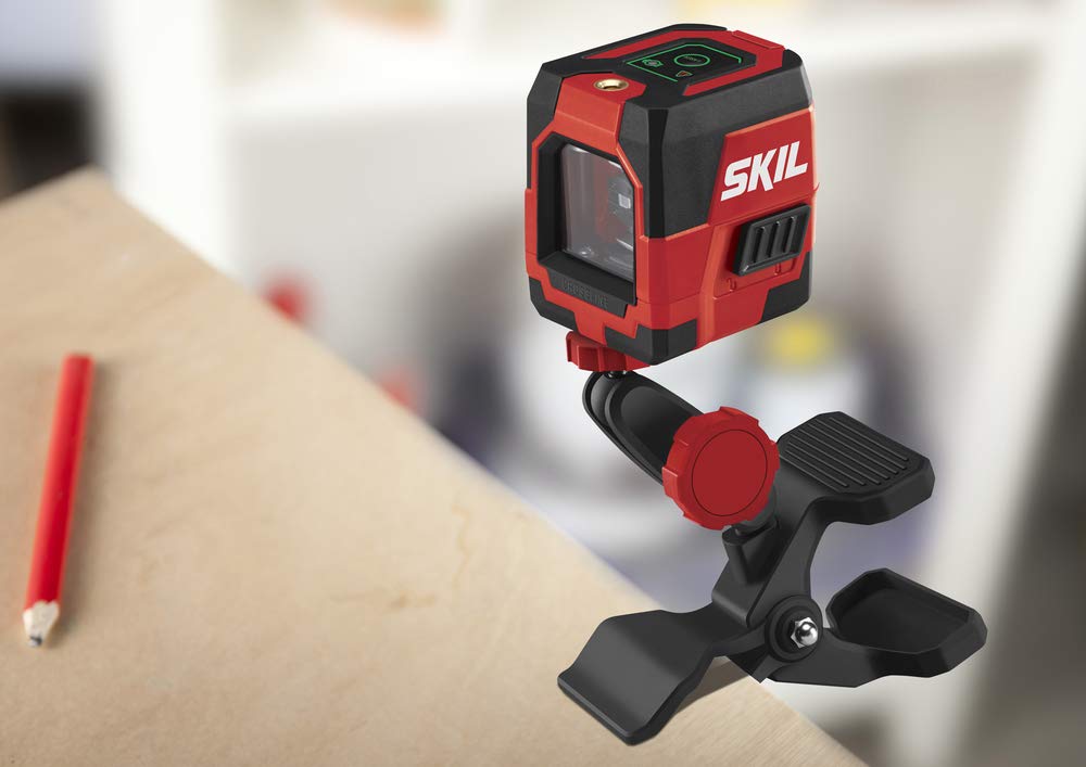 SKIL 65ft. Green Self-leveling Cross Line Laser Level with Horizontal and Vertical Lines, Rechargeable Lithium Battery with USB Charging Port, Clamp & Carry Bag Included - LL9324G-01 Skil