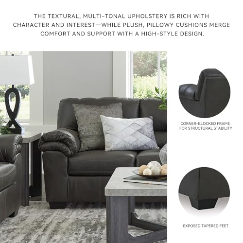 Signature Design by Ashley Bladen Faux Leather Sofa, Gray Signature Design by Ashley