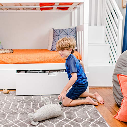 Max & Lily Twin Bunk Bed with Staircase and Storage Drawers, Underbed, White Max & Lily
