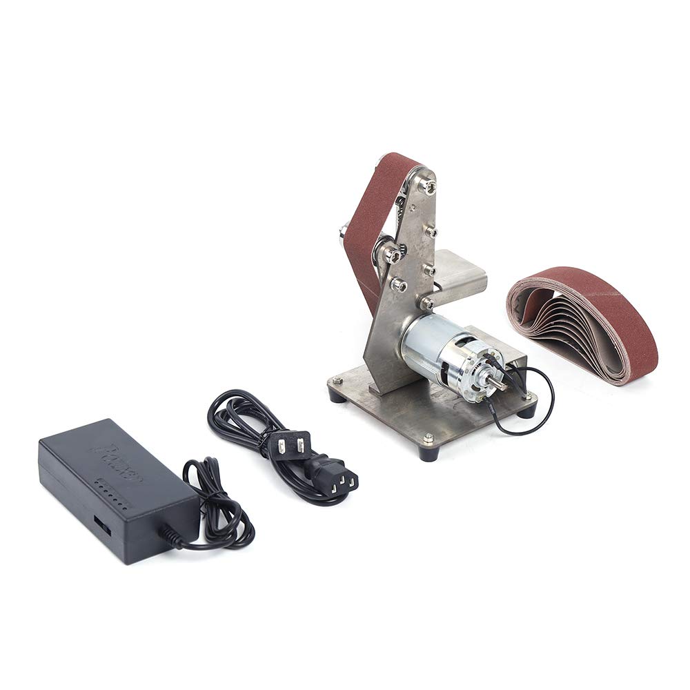 Electric Belt Sander Polishing Grinding Sharpener DIY Power Sanding Machine Cutter Edges Mini Bench Belt Grinder Kit with 10PCS Sanding Belt GMSLuu