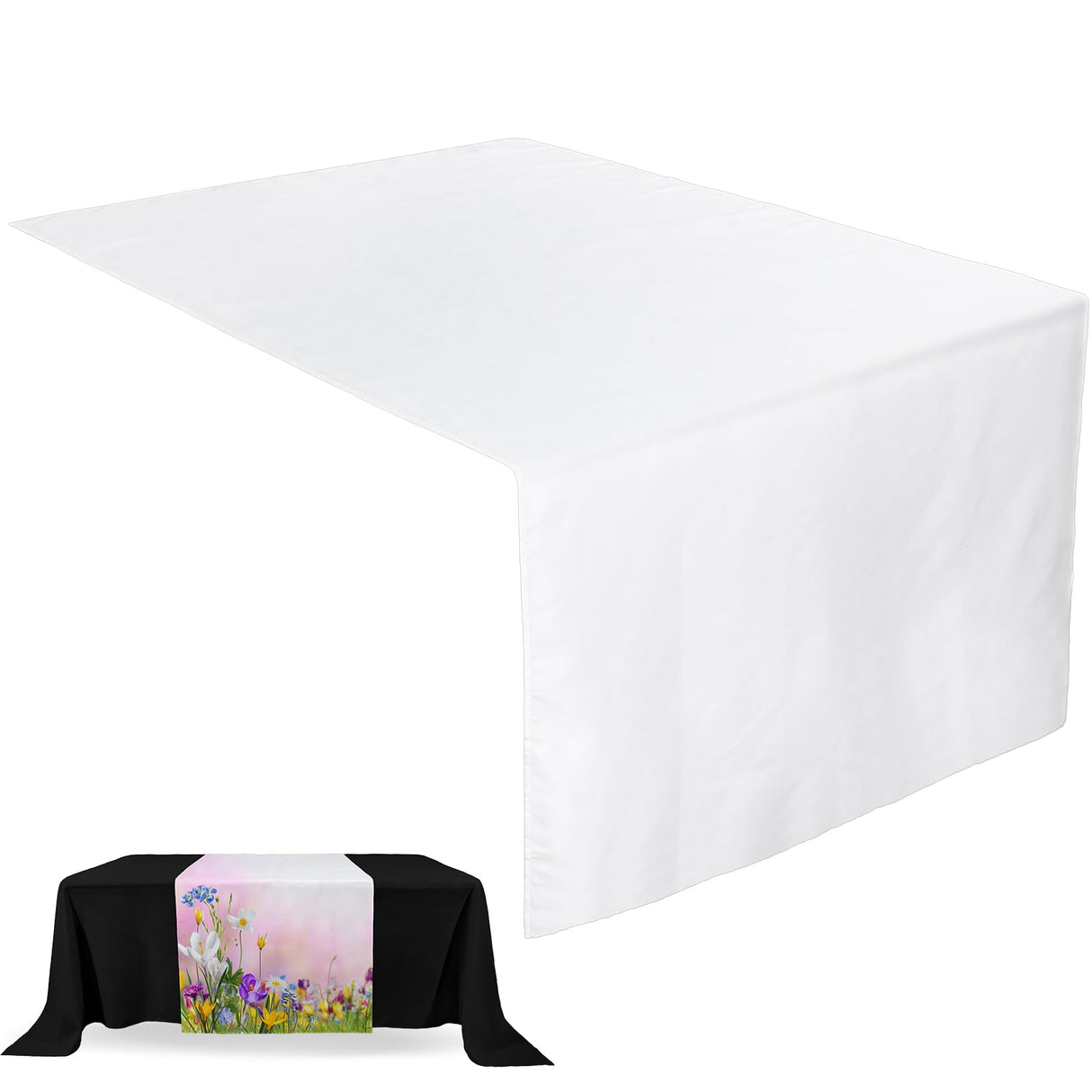 Breling 1 Pcs Sublimation Table Runner Heat Transfer 24 x 72 Inch Table Cover Waterproof White Table Runner Machine Washable Twill Blanks Table Banner for Birthday Wedding Party Banquet Restaurant Breling