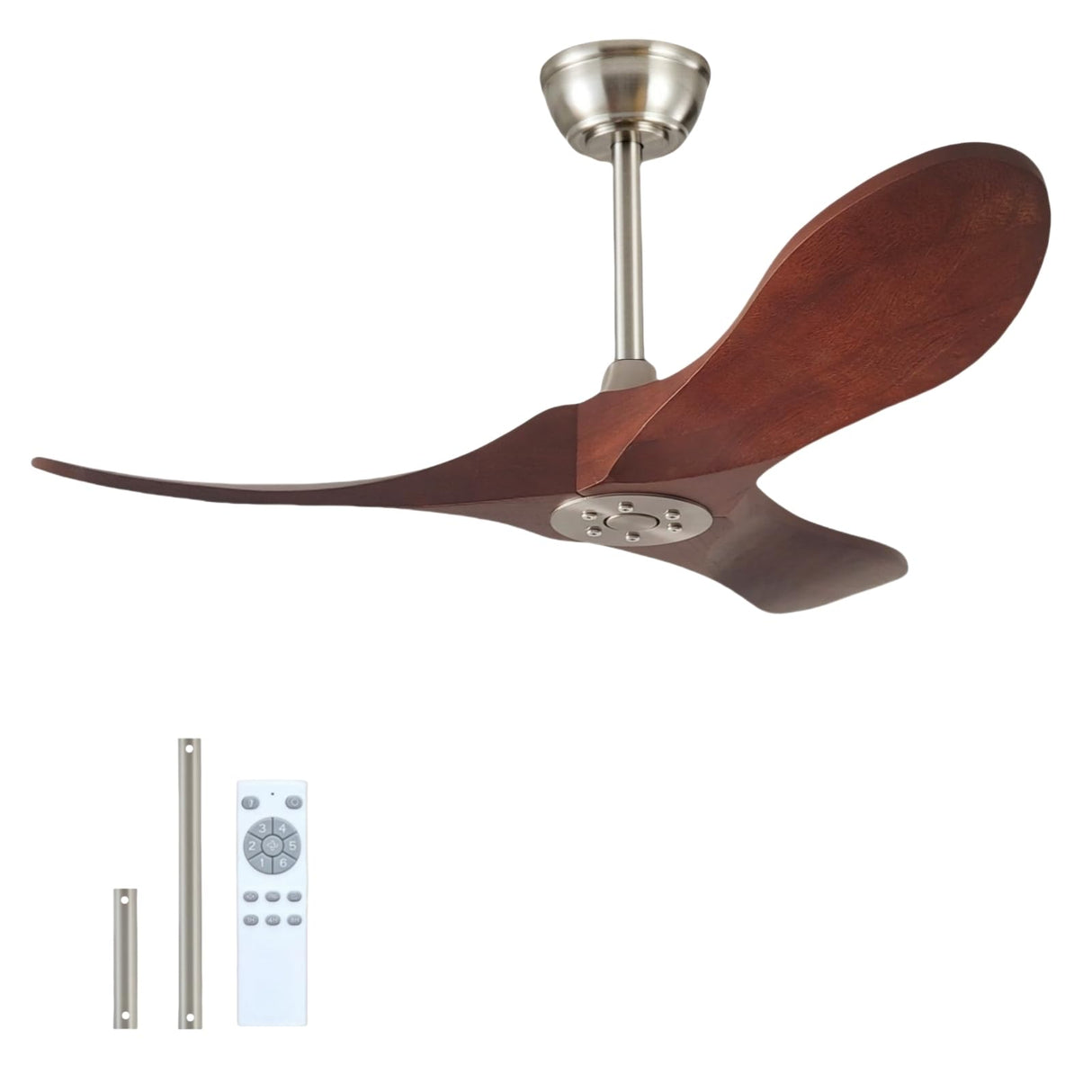 36 Inch Ceiling Fan Without Light With Remote Control,Small Ceiling Fan for Kitchen No Light,3 Solid Wood Blade Propeller Outdoor Ceiling Fans for Indoor, Living Room, Bedroom, Terrace, Porch Kekopa