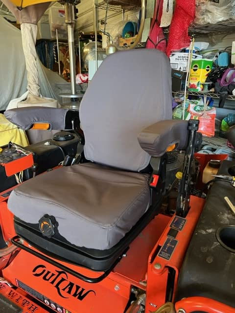 DSC Tractor Seats, Forklift/Tractor Replacement Suspension Seat with Built-in Headrest and Adjustable Armrest Customized in Gray Endura. TSKL10-C8 WoodArtSupply