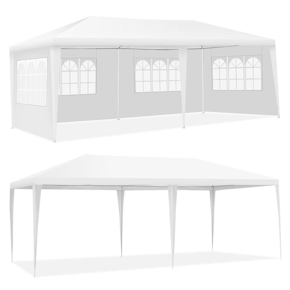 Tangkula 10x20 Ft Canopy Tent, Heavy Duty Party Tent with 4 Removable Sidewalls, Wind Ropes, Ground Stakes, Outdoor White Wedding Tents for Parties, Events, Backyard Tangkula