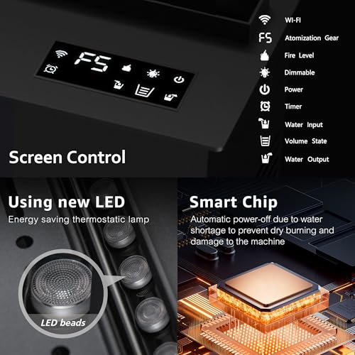 Water Vapor Fireplace Recessed Realistic Atomized Flame, Electric Fireplace with Manual Water Control and Remote Control,with 5ft Power Cord,Size: L31.5 x W7.87x H8.27 in Mexhom