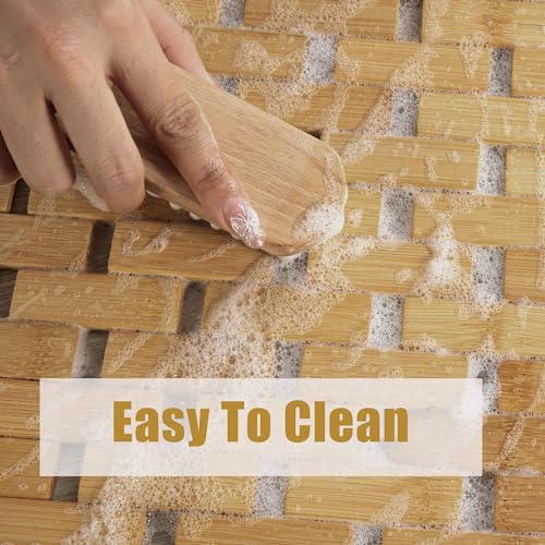 HOMBYS 47x32 Extra Large 100% Bamboo Shower Mat for Shower Stall Tub, Non Slip Bath Mat Bathroom Accessories, Large Mats for Shower and Bathroom, Quick Drying HOMBYS