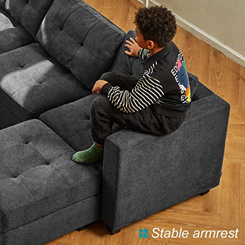 Belffin Modular Sectional Sofa with Storage Sectional Sleeper Couch Modular Sofa Bed for Living Room Dark Grey Belffin