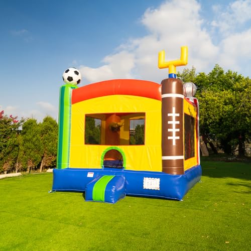 HeroKiddo Sports Commercial Grade Bounce House for Kids and Adults (with Blower), Basketball Hoop, Outdoor Indoor, Birthday Party, Rental Quality, Big Inflatable, All Seasons HERO KIDDO