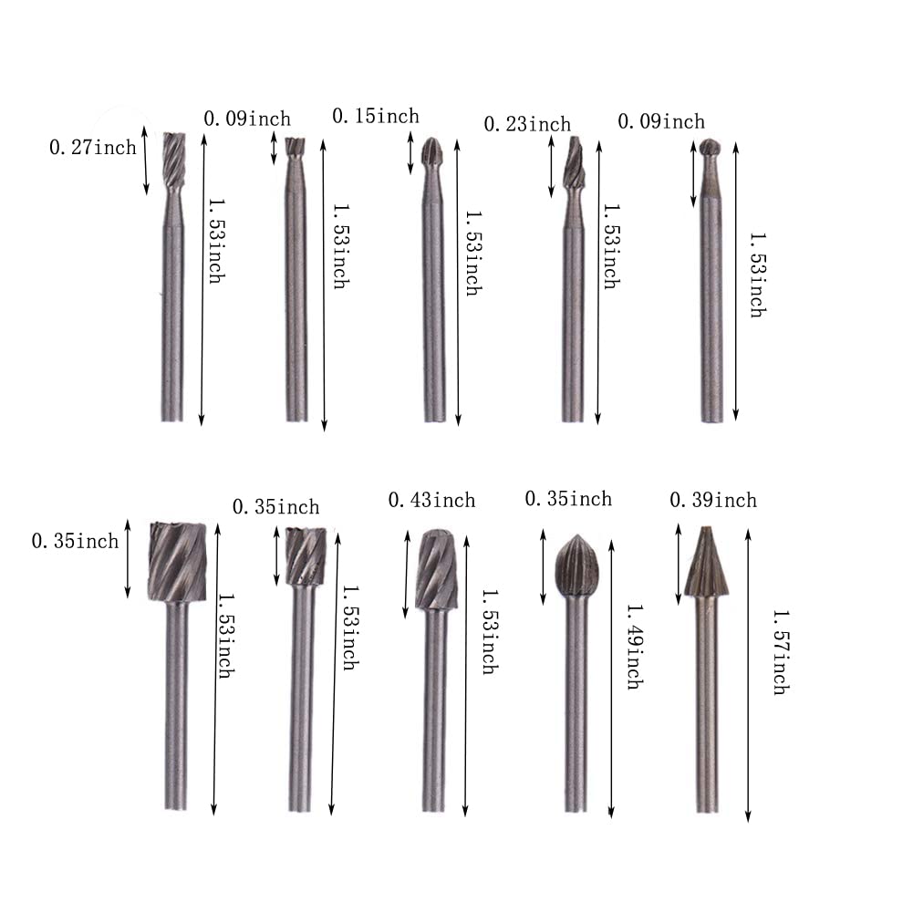 HSS Router Dremel Bits and Router Bit Set 1/8"(3mm) Shank for Power Rotary Tools Accessories for DIY Woodworking, Carving, Edge Treatment Grooving Wood, Drilling Rongon