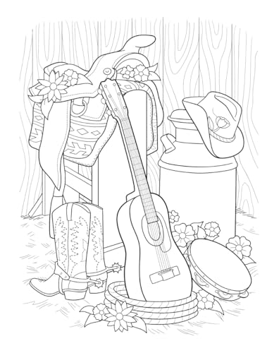 Creative Haven Country Western Charm Coloring Book (Adult Coloring Books: In The Country) WoodArtSupply